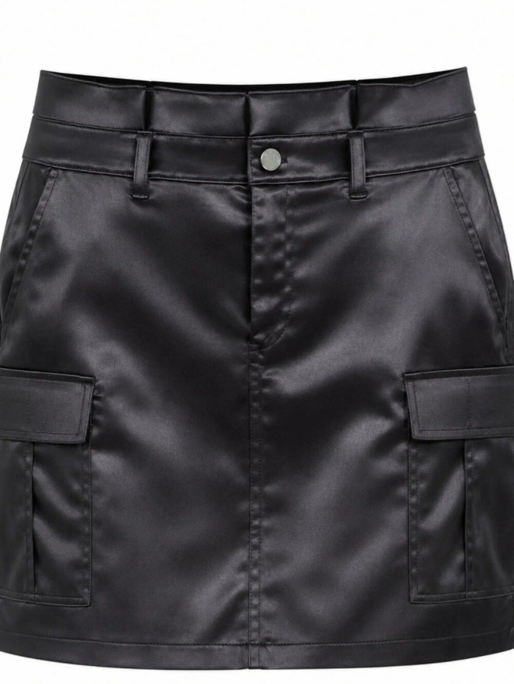 White House Black Market-Silky Black Cargo Skirt-Pretty Pleated Waist Sz.12
